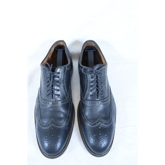 Massimo Matteo Firenze Black Wingtips Sz 10W Brogue Men's Dress Shoes #6650 - Picture 5 of 12